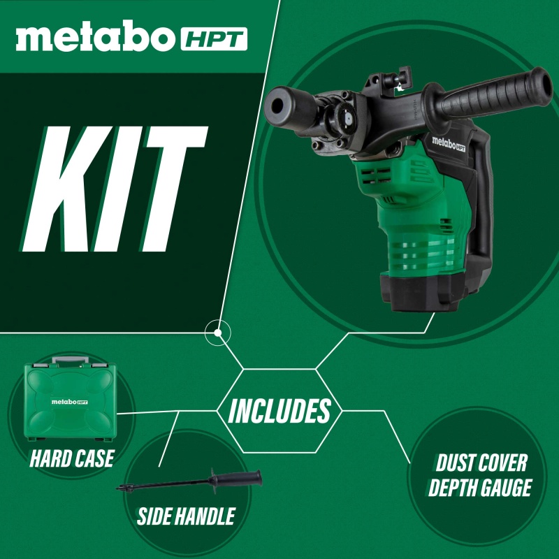 Metabo HPT DH38YE3 1-9/16" 2 Mode Corded Spline Shank Rotary Hammer - Image 4