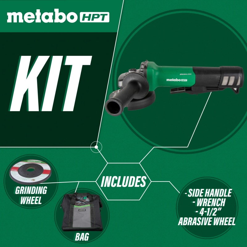 Metabo HPT G12BYEQ2 4.5" AC Brushless Paddle Switch Disc Grinder w/Lock-Off - Image 2