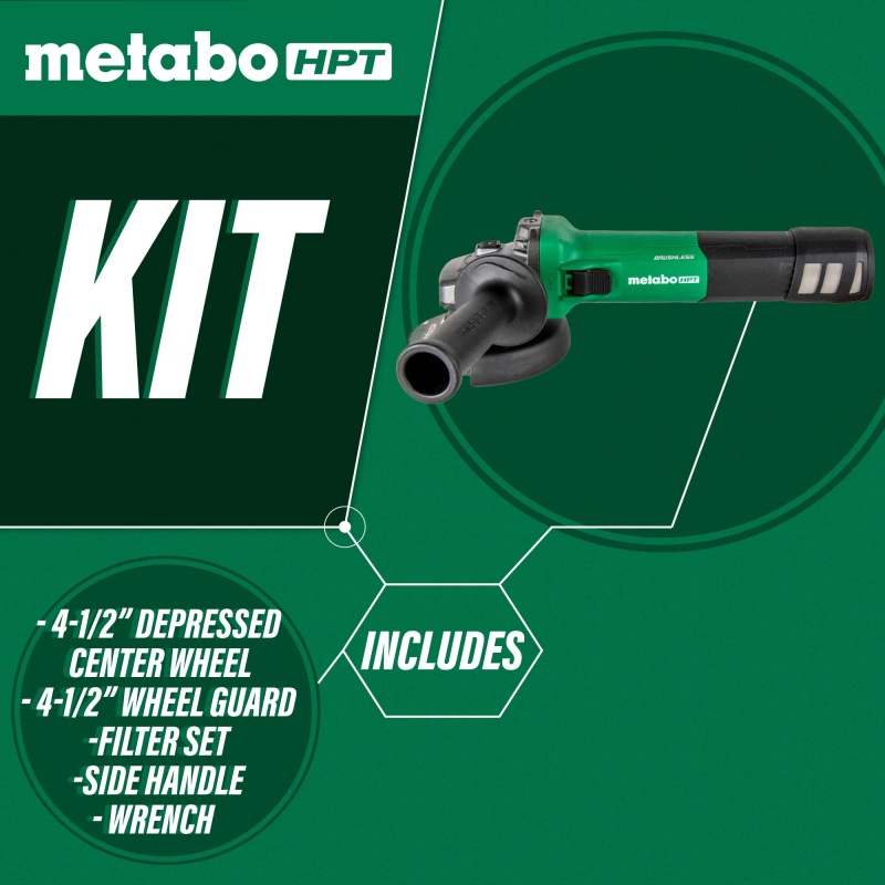 Metabo HPT G12VE2 4.5" 12 Amp Corded AC Brushless Variable Speed Angle Grinder - Image 4