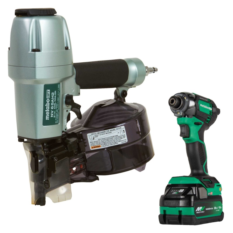 Metabo HPT KNV65AH2M 2-1/2" Coil Siding Nailer w/ Impact Driver Kit