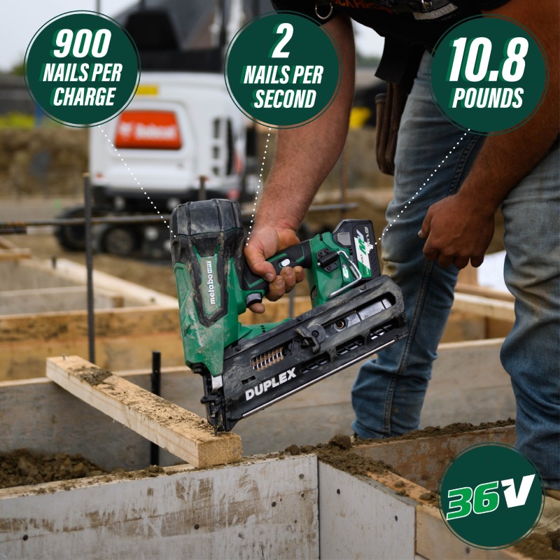 Metabo HPT NR3675DD 36V Brushless Cordless Forming Duplex Nailer Kit - Image 4