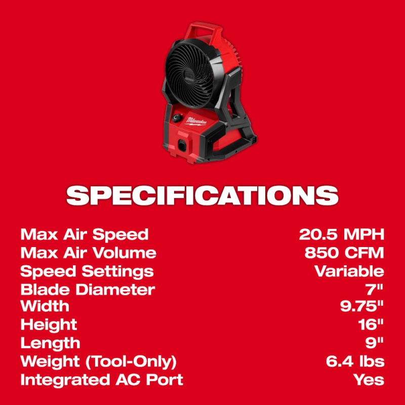 Milwaukee 0818-20 M18 18V Brushless PACKOUT Fan - Bare Tool - Image 10