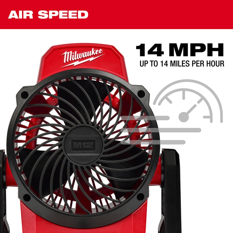 Milwaukee 0820-20x3 M12 12V Cordless Mounting Fan w/ 2 - M12 3AH Batteries - Image 10