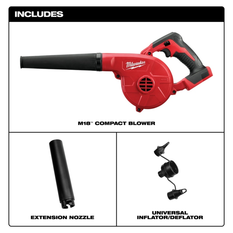 Milwaukee 0884-20 M18 18V Compact Blower w/ Extension Nozzle - Bare Tool - Image 2