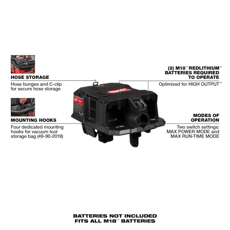 Milwaukee 0921-20 M18 FUEL Dual Battery Wet/Dry Vacuum Motor Head - Image 2