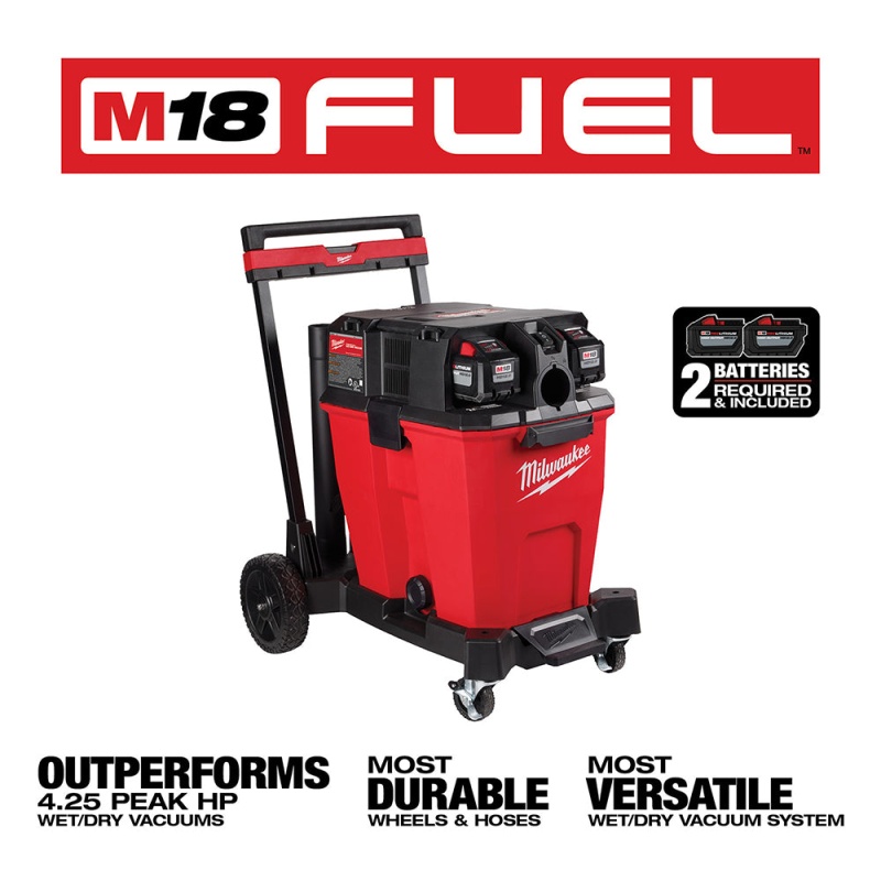 Milwaukee 0930-22HDB M18 FUEL 18V 12 Gallon Wet/Dry Vacuum Kit w/ Air-Tip Kit - Image 4