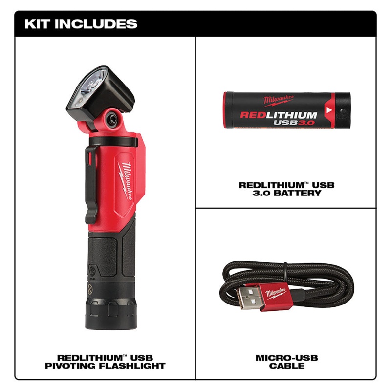 Milwaukee 2113-21 500-Lumen Redlithium USB Rechargeable Pivoting Flashlight - Image 2