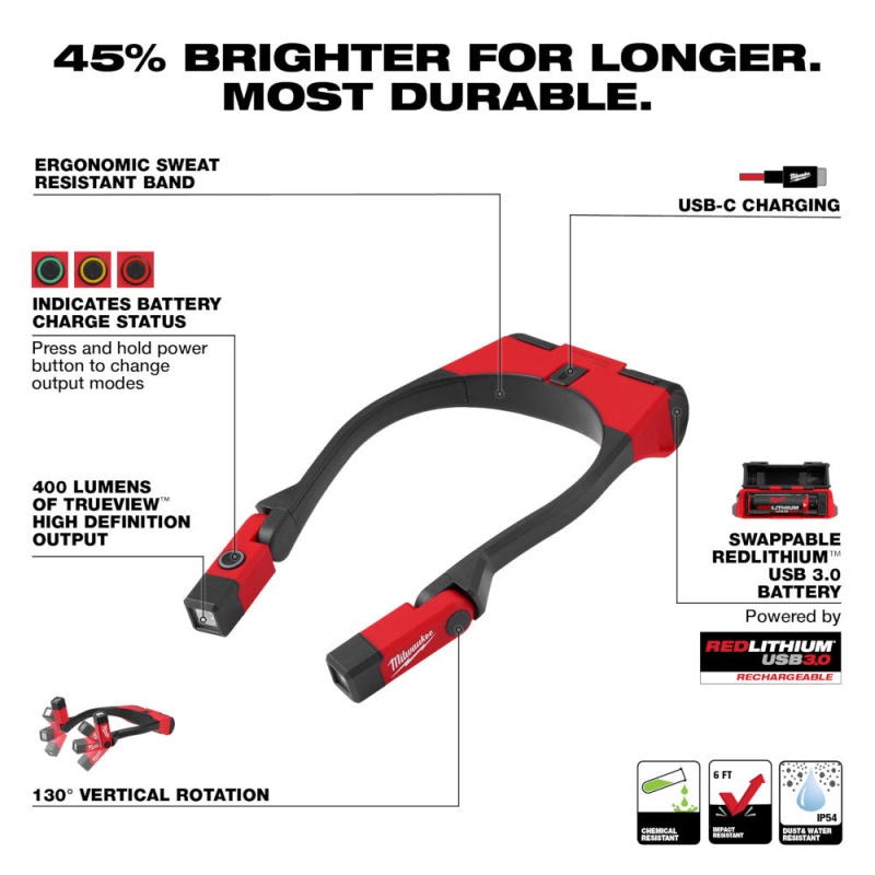 Milwaukee 2117-21 REDLITHIUM USB 400 Lumen Cordless Neck Light - Image 3