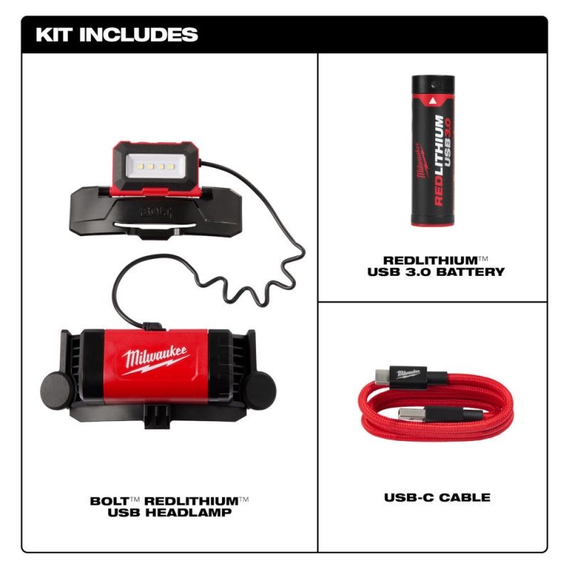 Milwaukee 2118-21 BOLT REDLITHIUM USB Cordless Headlamp - Image 2