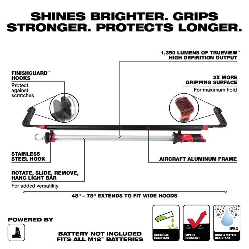 Milwaukee 2125-20 M12 12V 1,350-Lumen LED Underhood Light - Bare Tool - Image 2