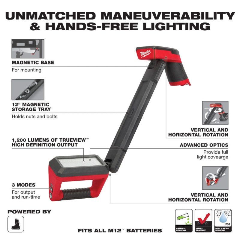 Milwaukee 2126-20 M12 1200 Lumens Cordless Underbody Light - Bare Tool - Image 6