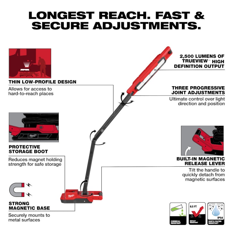 Milwaukee 2129-20 M18 18V Cordless Magnetic Extendable Boom Light - Bare Tool - Image 2