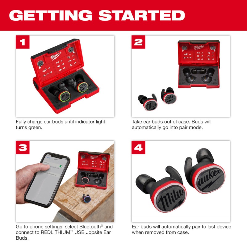 Milwaukee 2191-21FL USB Cordless Jobsite Ear Buds w/ 1100L Flashlight - Image 8