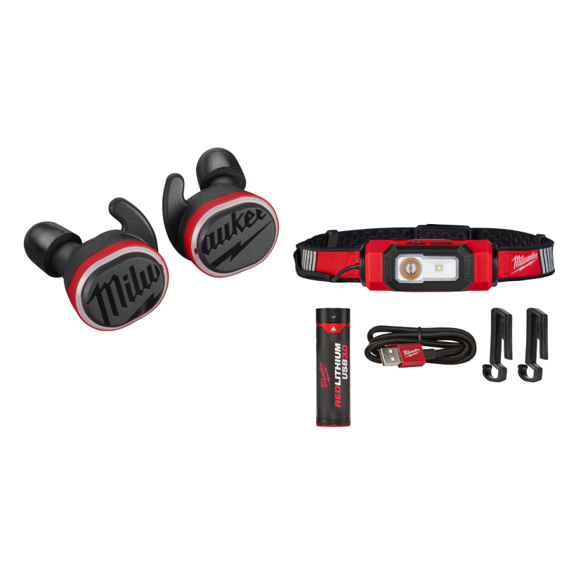 Milwaukee 2191-21HH USB Cordless Jobsite Ear Buds w/ Hard Hat Light