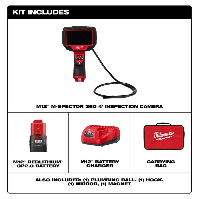 Milwaukee 2323-21 M12 12V 360 Cordless M-Spector 4' Inspection Camera - Image 2