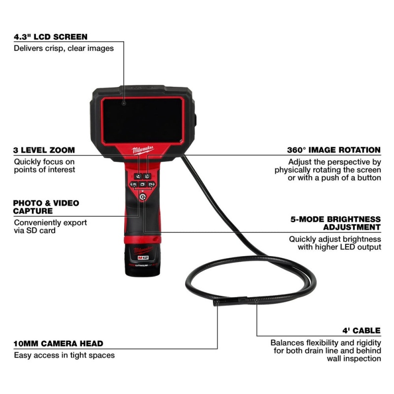 Milwaukee 2323-21 M12 12V 360 Cordless M-Spector 4' Inspection Camera - Image 3