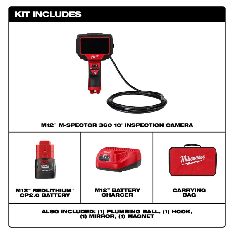 Milwaukee 2324-21 M12 12V 360 Cordless M-Spector 10' Inspection Camera - Image 2