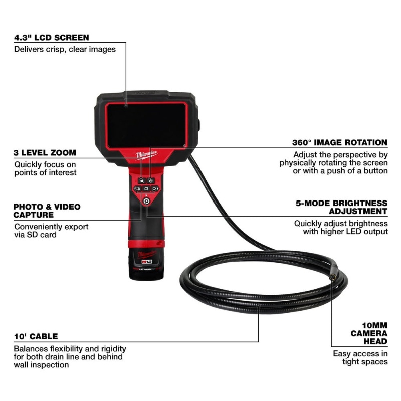 Milwaukee 2324-21 M12 12V 360 Cordless M-Spector 10' Inspection Camera - Image 3