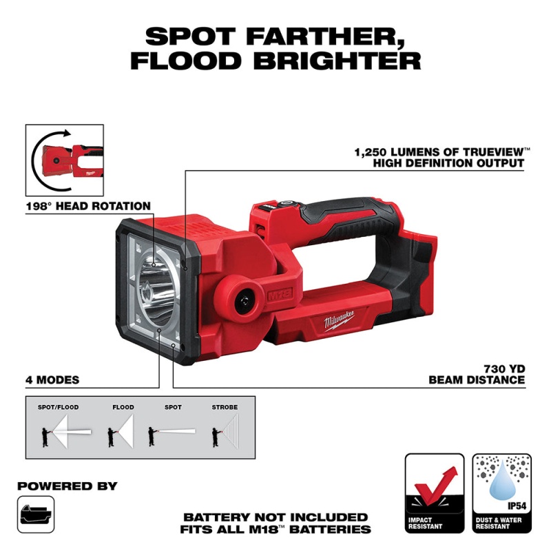 Milwaukee 2354-20 M18 18V LED Cordless Portable Compact Search Light - Bare Tool - Image 2