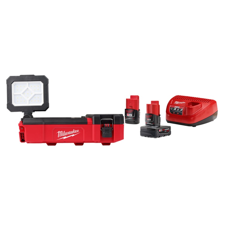 Milwaukee 2356-20x2BSK M12 12V PACKOUT Flood Light w/ 4AH and 2AH Starter Kit