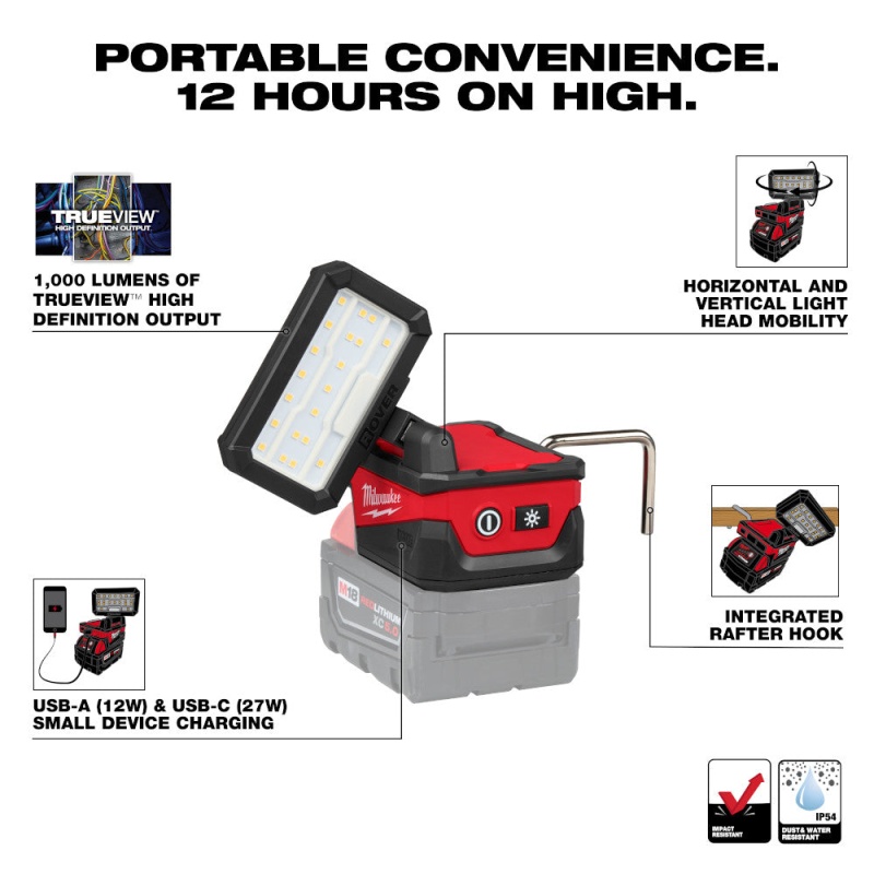 Milwaukee 2359-20 M18 18V ROVER Compact Folding Flood Light - Bare Tool - Image 2