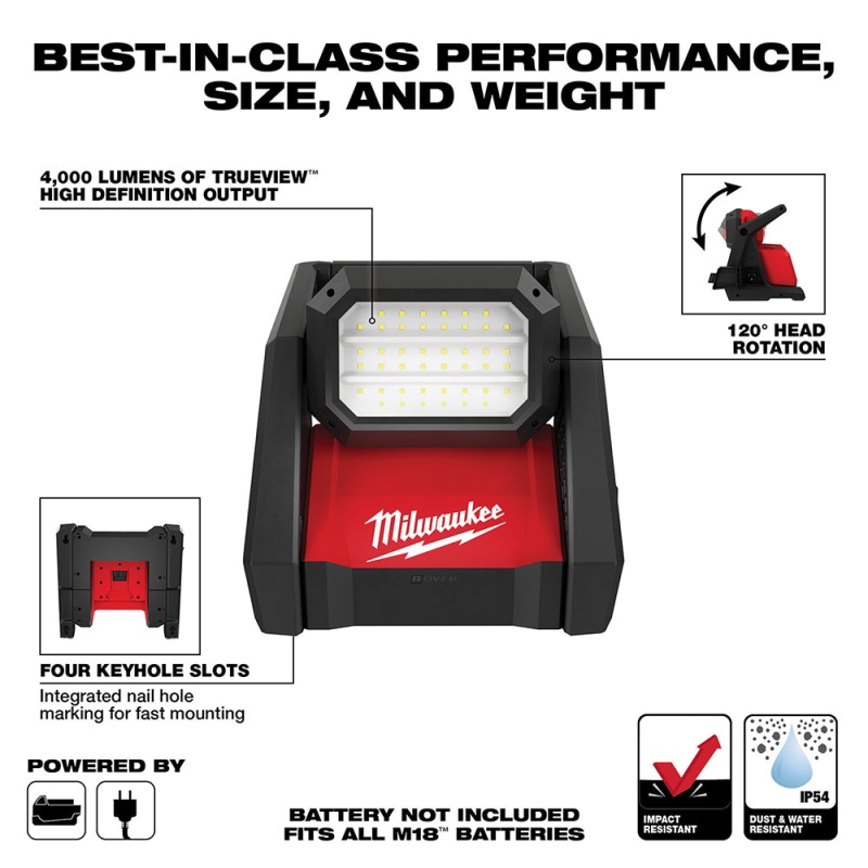 Milwaukee 2366-20 M18 18V ROVER Dual Power Flood Light -  Bare Tool - Image 2