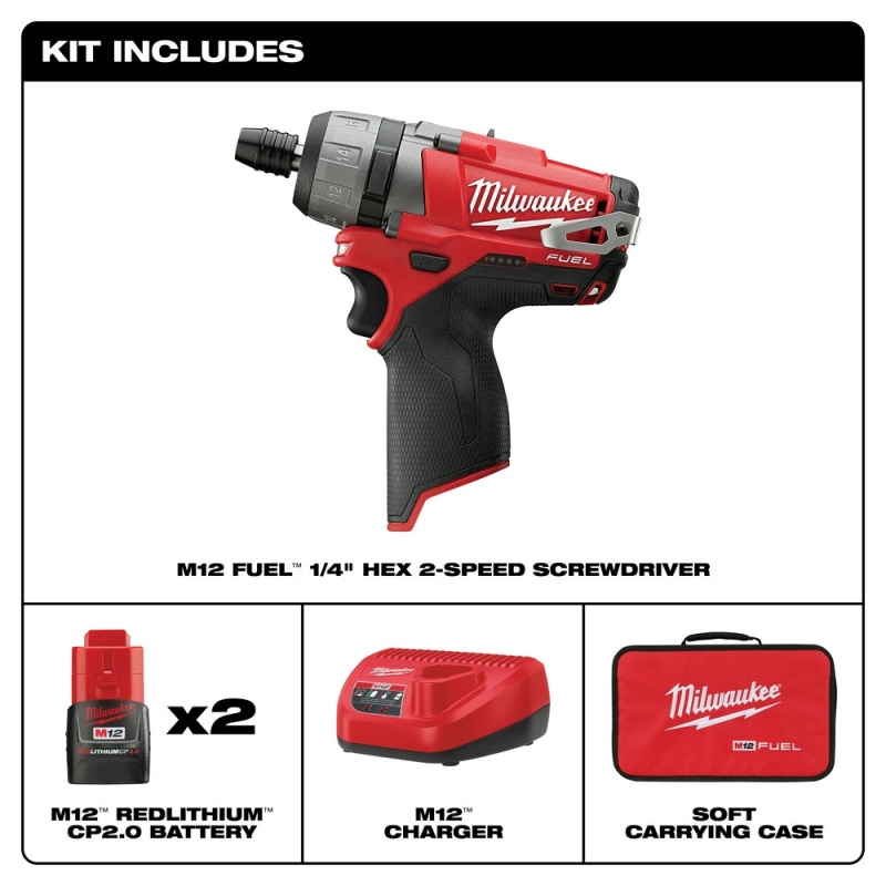 Milwaukee 2402-22 M12 FUEL 12V 1/4-Inch Hex 2-Speed Screwdriver Kit - Image 2