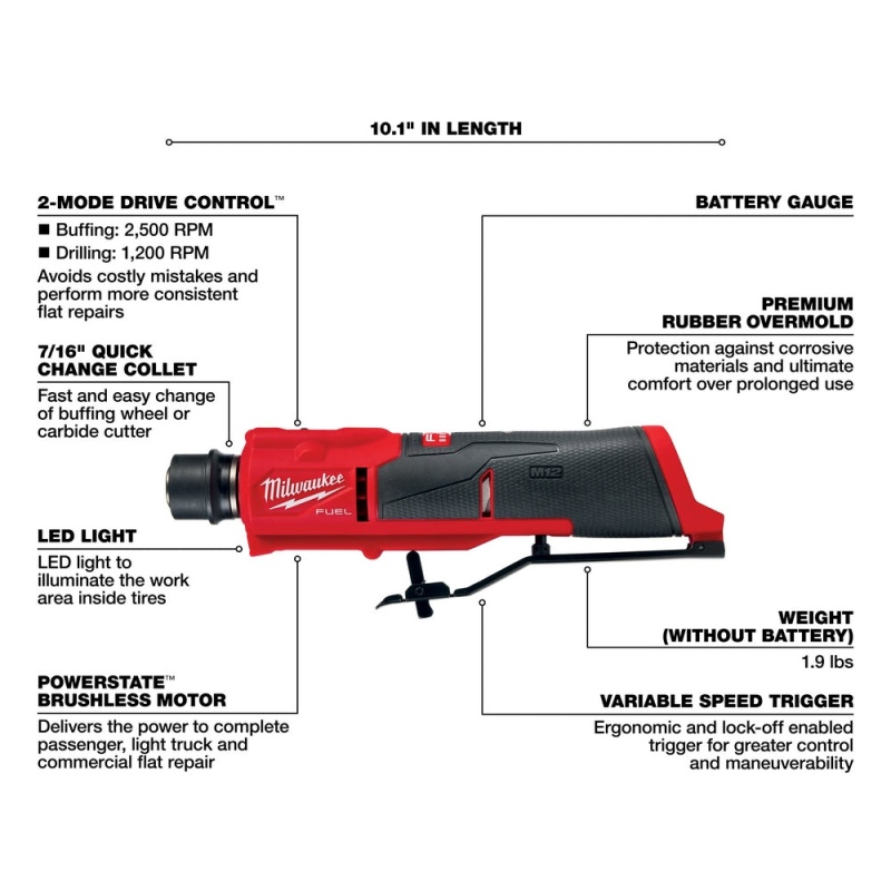 Milwaukee 2409-20 M12 FUEL 12V Brushless Li-Ion Low Speed Tire Buffer -Bare Tool - Image 4