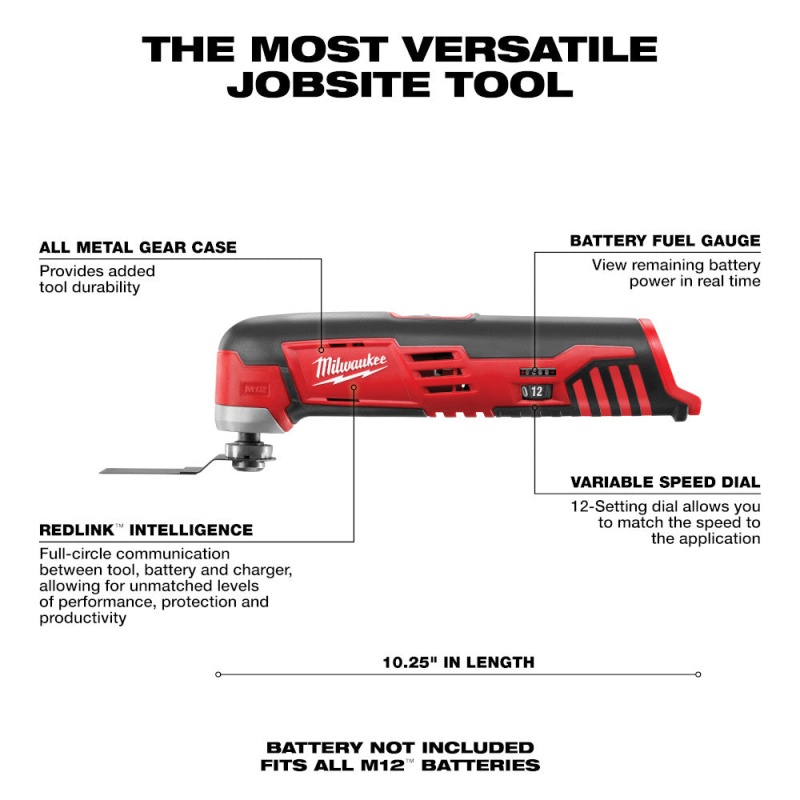 Milwaukee 2426-20 M12 12V Multi-Tool w/ Assorted Sanding Sheets - Bare Tool - Image 3