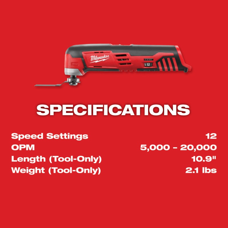 Milwaukee 2426-20 M12 12V Multi-Tool w/ Assorted Sanding Sheets - Bare Tool - Image 4