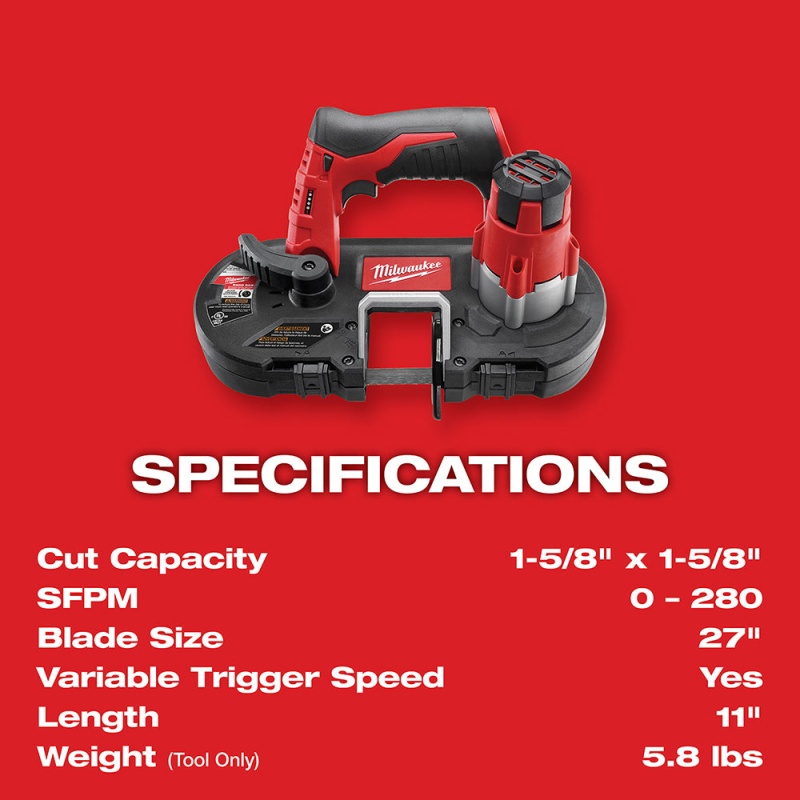 Milwaukee 2429-20 M12 12V Cordless 18 TPI Sub-Compact Band Saw Blade - Bare Tool - Image 3