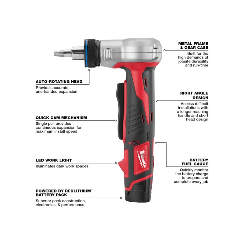 Milwaukee 2432-22 M12 12V Lithium-Ion Propex Expansion Tool Kit - Image 7