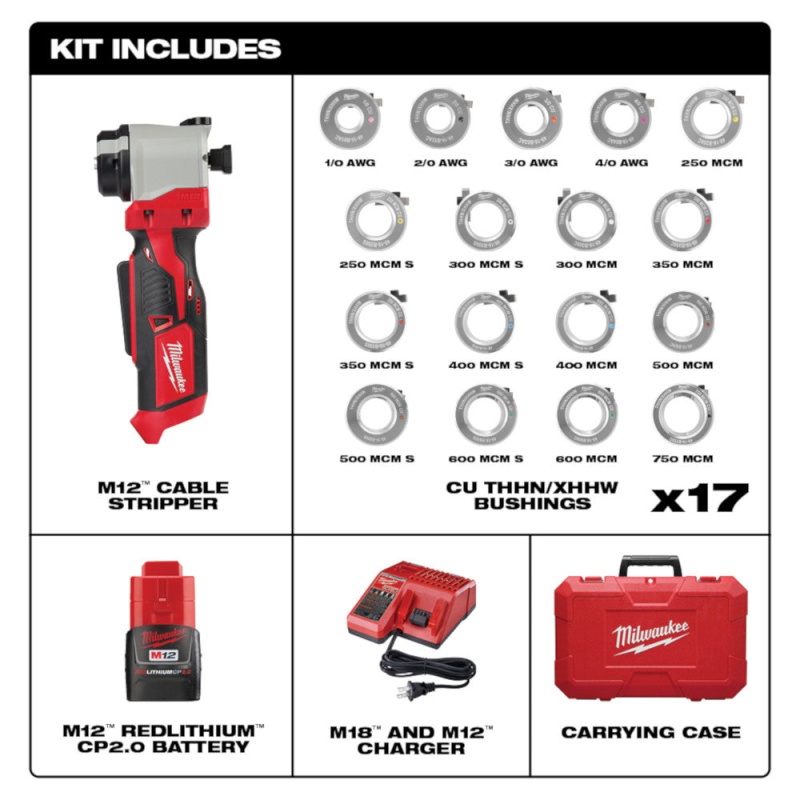 Milwaukee 2435CU-81 M12 12V Cable Stripper Kit for Copper Thhn/Xhhw - Recon - Image 2