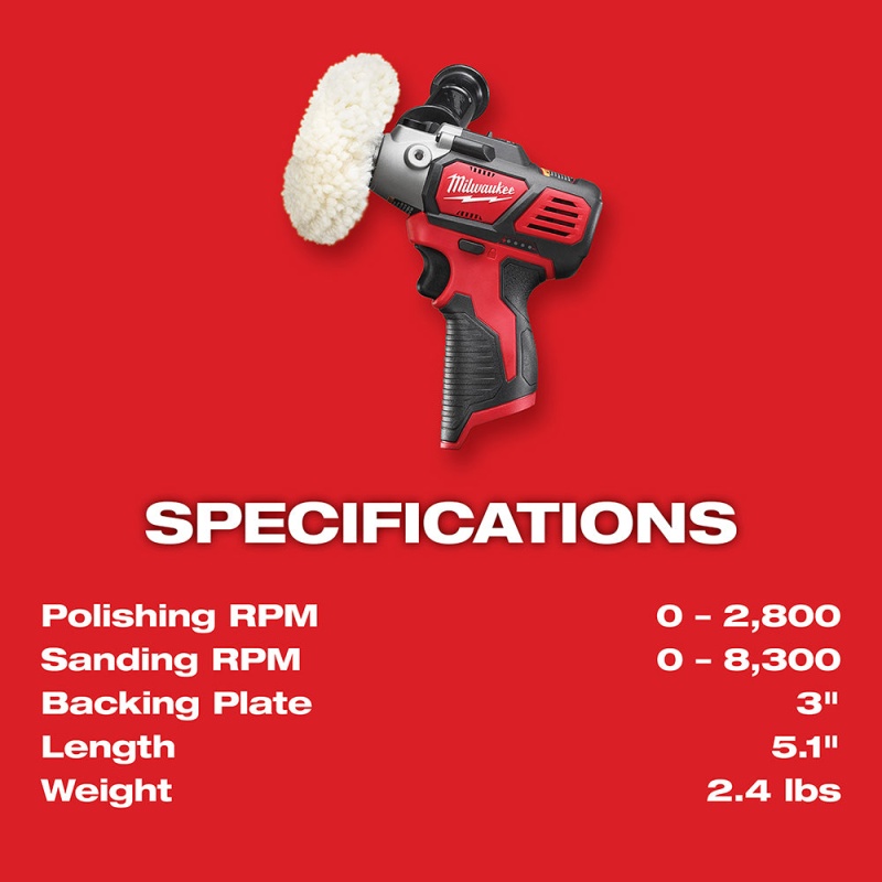 Milwaukee 2438-20x2BSK M12 12V Speed Polisher/Sander w/ 4AH and 2AH Starter Kit - Image 4