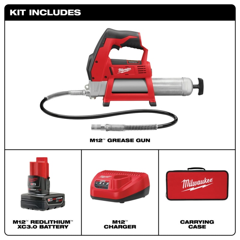 Milwaukee 2446-21XC M12 12V 14-Inch Lithium-Ion Grease Gun Kit - Image 2