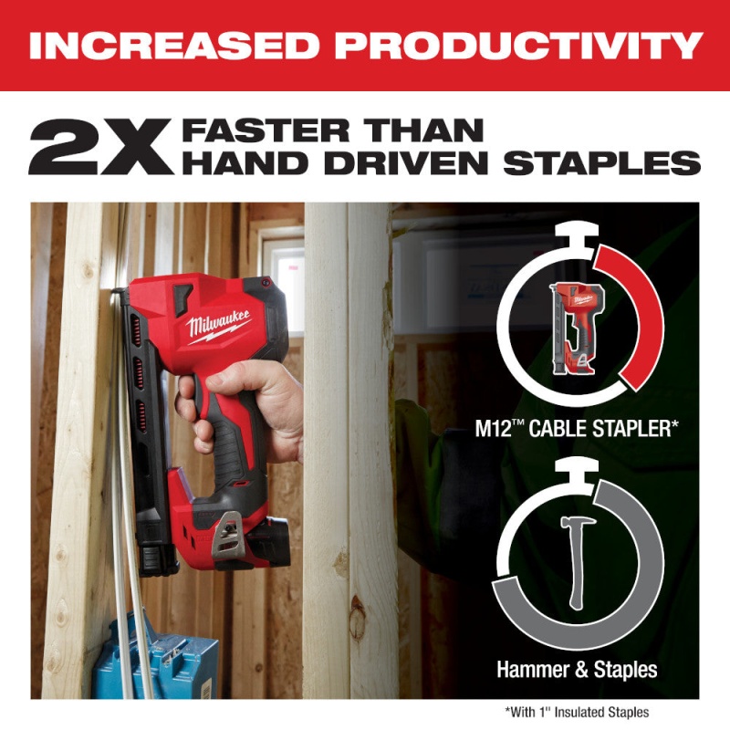 Milwaukee 2448-20x1200 M12 12V Cordless Cable Stapler w/ 1200 Staples - Image 10