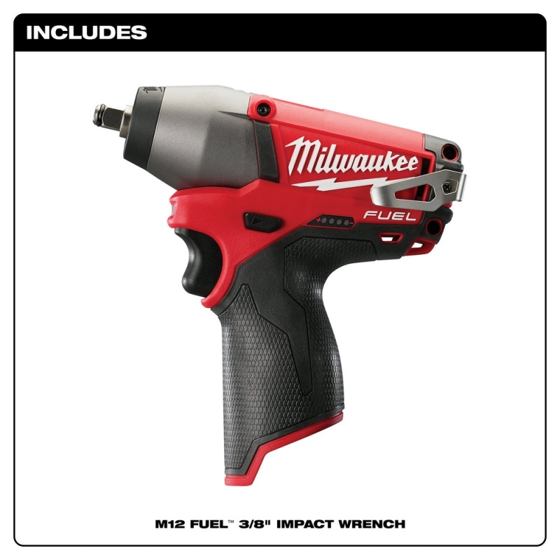 Milwaukee 2454-20 M12 FUEL 12V 3/8" Impact Wrench w/ Belt Clip - Bare Tool - Image 2