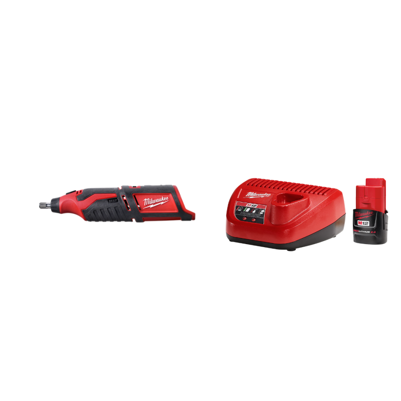 Milwaukee 2460-20B M12 12V Cordless Rotary Tool w/ 2AH Starter Kit