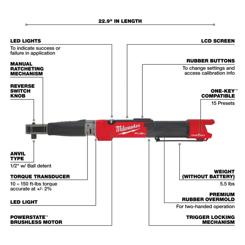 Milwaukee 2466-20 M12 FUEL 12V 1/2" Digital Torque Wrench w/ONE-KEY -Bare Tool - Image 4