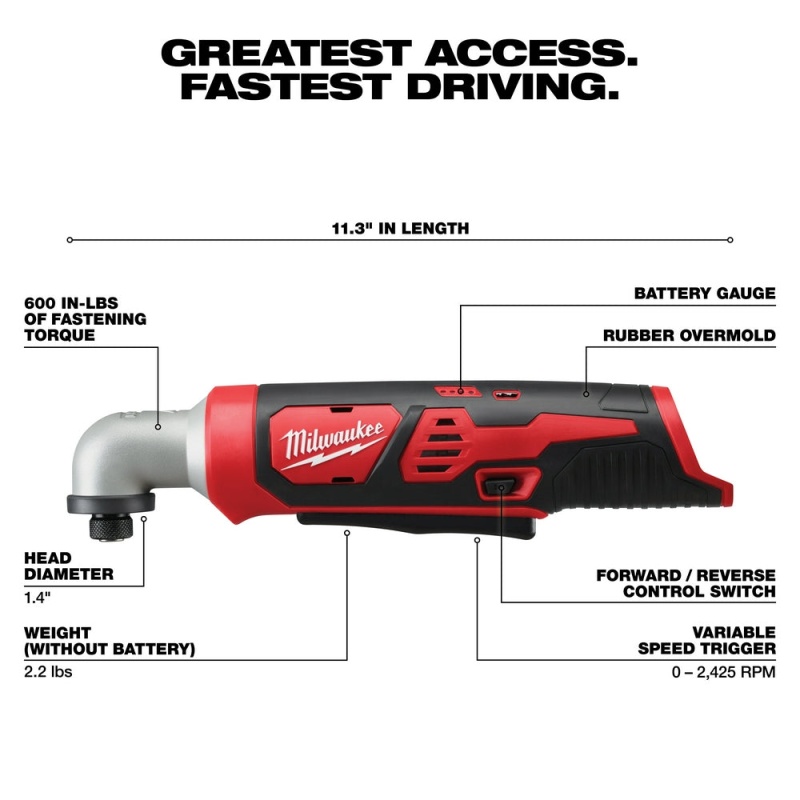 Milwaukee 2467-20 M12 12V 1/4-Inch Hex Right Angle Impact Driver - Bare Tool - Image 3