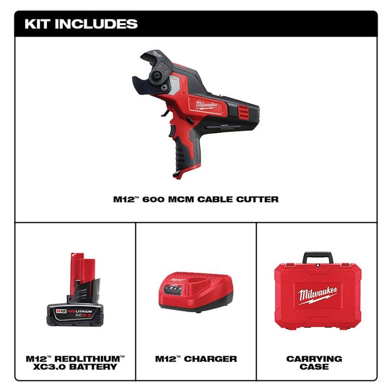 Milwaukee 2472-21XC M12 12V 600 Mcm Cable Cutter Kit - Image 2