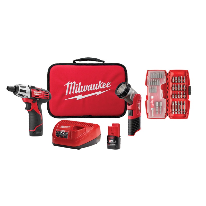 Milwaukee 2482-22 M12 12V Cordless Lithium-Ion Screwdriver Flashlight Combo Kit