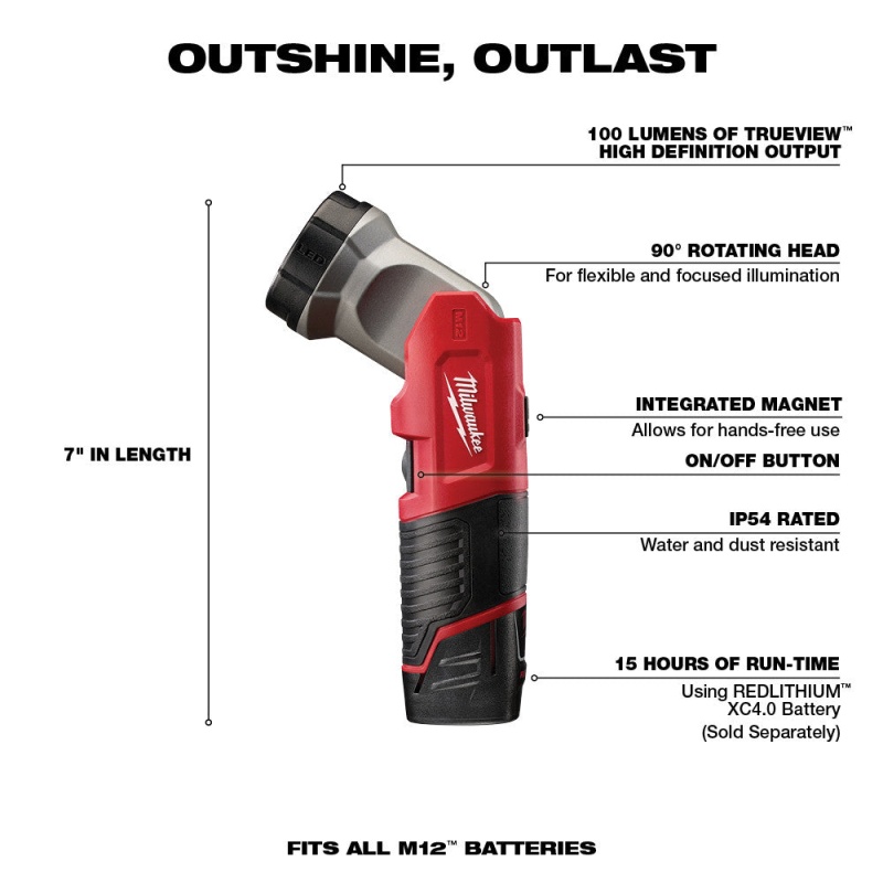 Milwaukee 2482-22 M12 12V Cordless Lithium-Ion Screwdriver Flashlight Combo Kit - Image 4