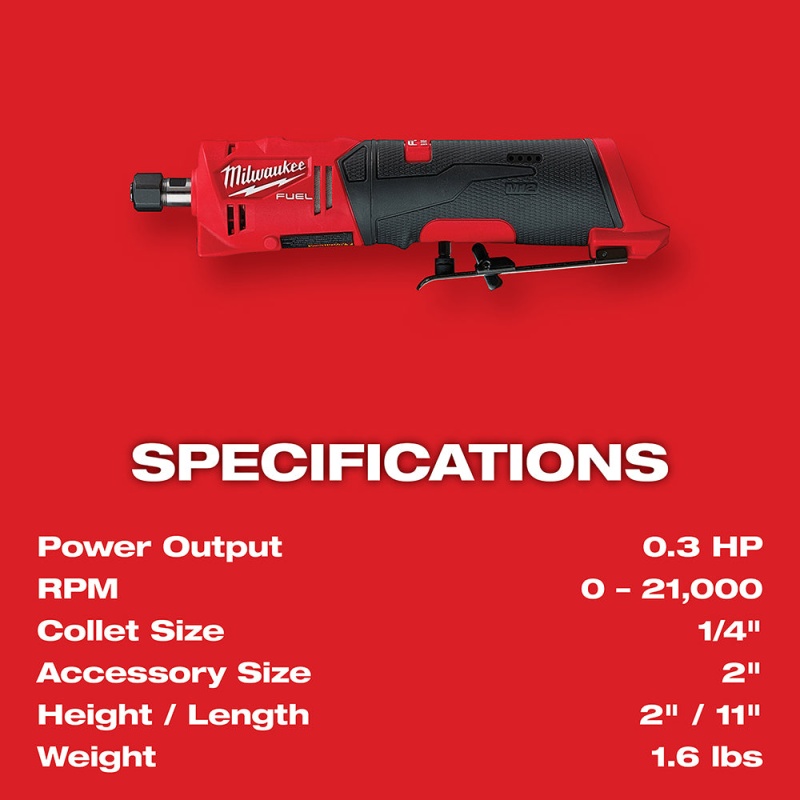 Milwaukee 2486-20 M12 FUEL 12V 1/4" Cordless Brushless Straight Die Grinder-Bare Tool - Image 8