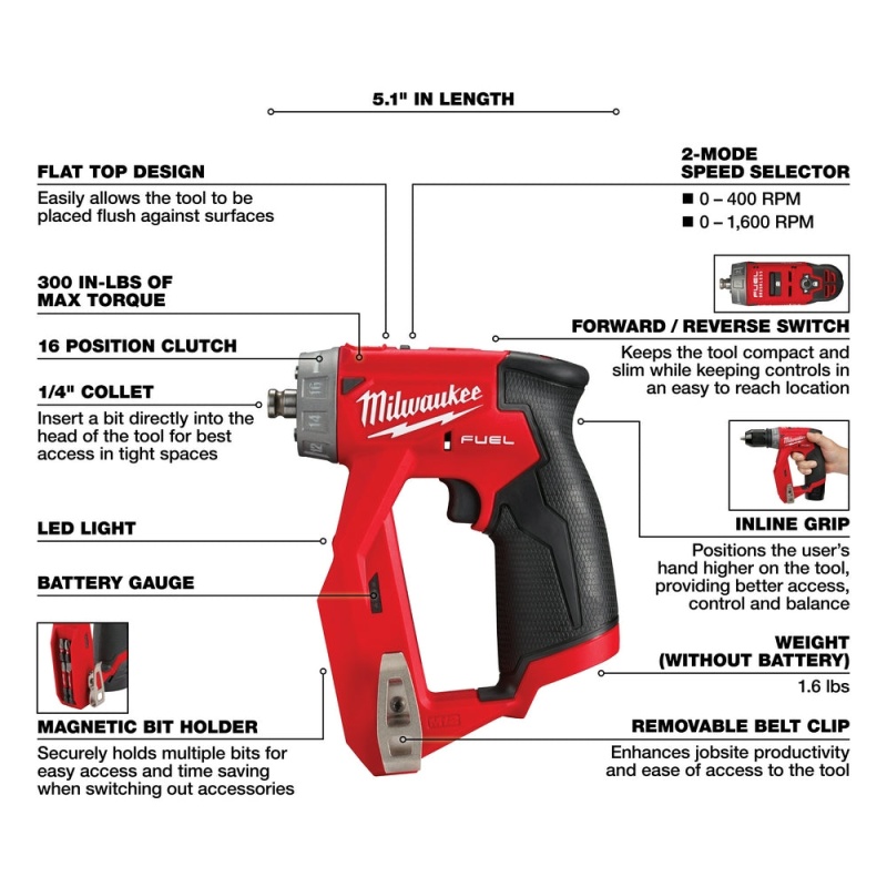 Milwaukee 2505-20 M12 FUEL 12V 4-in-1 Installation Drill/Driver -Bare Tool - Image 4