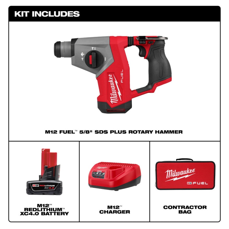 Milwaukee 2508-21XC M12 FUEL 12V 5/8" SDS Plus Rotary Hammer Kit - Image 4