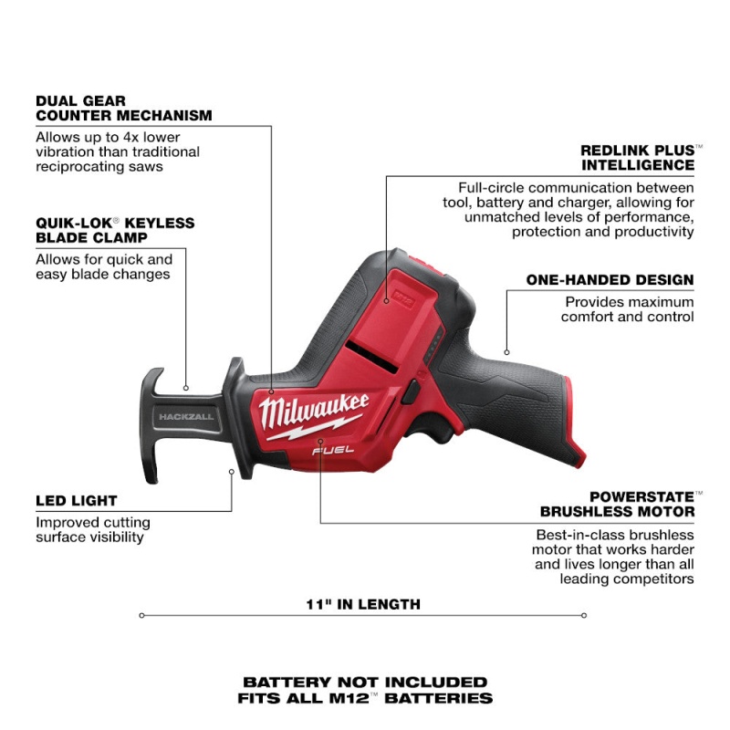 Milwaukee 2520-20 M12 FUEL 12V HACKZALL Reciprocating Saw w/ Blade - Bare Tool - Image 6