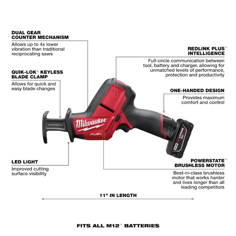 Milwaukee 2520-21XC M12 FUEL 12V HACKZALL Reciprocating Saw Kit - Image 7