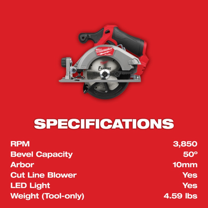 Milwaukee 2521-20x5 M12 FUEL 12V Cordless Circular Saw w/ 2 - M12 5AH Batteries - Image 22