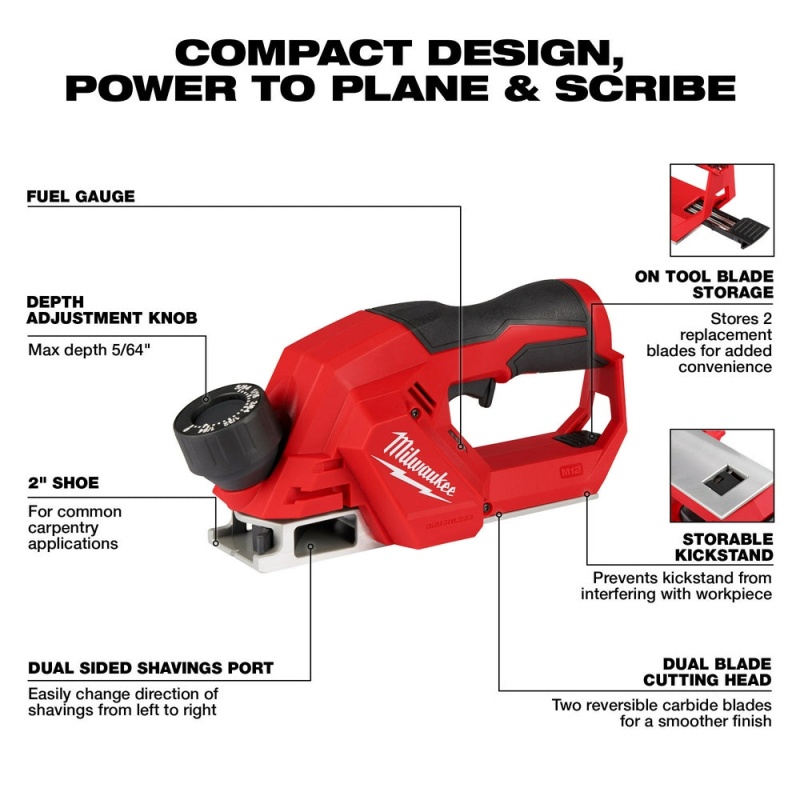 Milwaukee 2524-20X4 M12 12V Brushless 2" Planer w/ 4AH Battery - Image 9